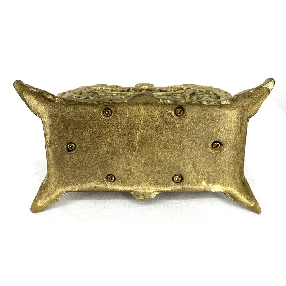 Brass Letter Napkin Holder Desk Organizer Floral Baroque Ornate Heavy 6" - Picture 6 of 6